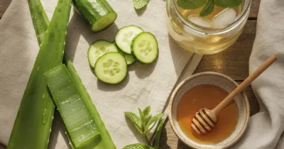 Gel d'aloe vera, concombre, camomille et miel pour soulager un coup de soleil naturellement