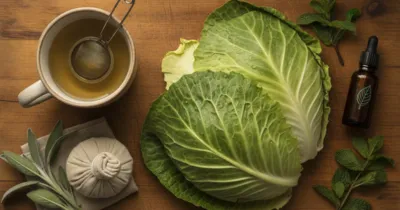 Feuilles de chou vert, sauge et remedes naturels pour soulager la montee de lait