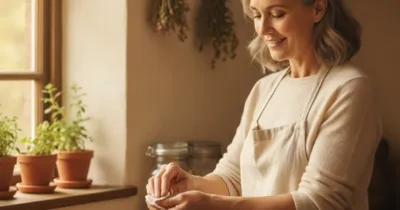 Femme appliquant un remède naturel à l'huile d'arbre à thé sur une zone de peau atteinte de mycose