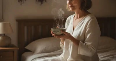 Femme préparant une infusion aux herbes avant le coucher pour calmer le ronflement