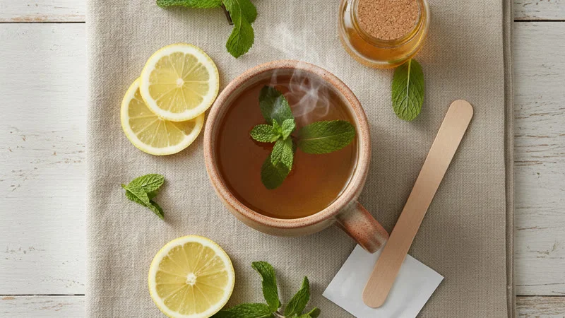 Remèdes naturels contre la bouche sèche : tisane gingembre-menthe, miel, xylitol