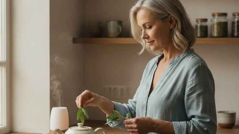 Préparer une tisane de sauge pour les bouffées de chaleur