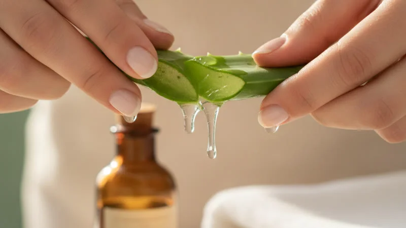 Gel d'aloe vera frais pour apaiser une zone de poil incarné