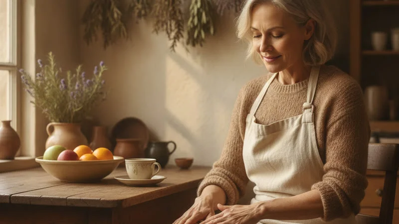 Femme massant sa cuisse avec de l'huile aux plantes pour soulager la cruralgie