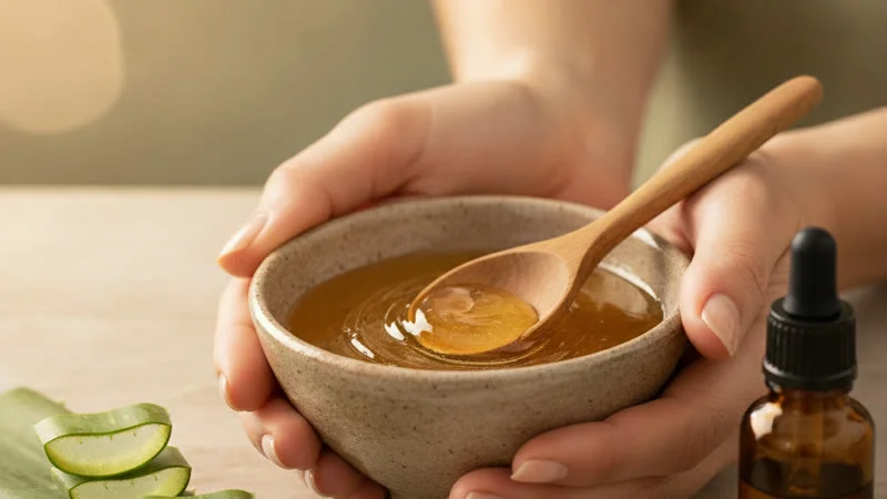 Préparation d'un masque naturel au miel et aloé vera pour la dermite séborrhéique
