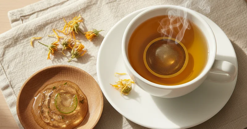 Tisane de camomille et gel d'aloe vera - remèdes naturels fissure anale