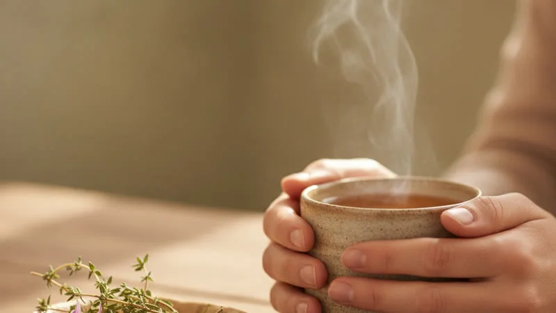 Tisane de thym et échinacée pour stimuler les défenses naturelles en cas de ganglion gonflé