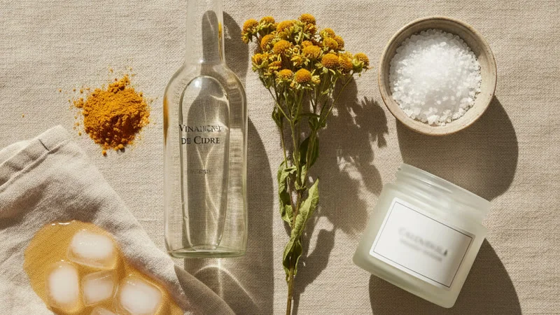 Remèdes naturels contre ongle bleu : arnica, vinaigre de cidre, sel d'Epsom, calendula et glace