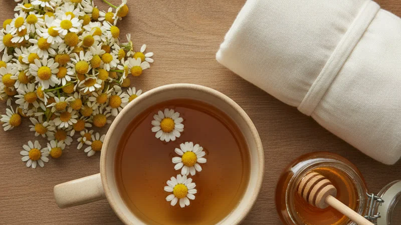 Ingredients naturels contre l orgelet : camomile, miel et compresses