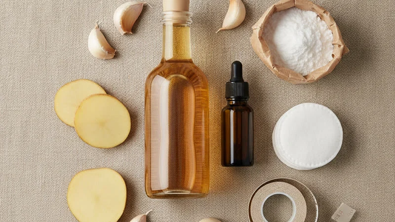 Remèdes naturels anti-verrue plantaire : vinaigre de cidre, ail, pomme de terre, bicarbonate