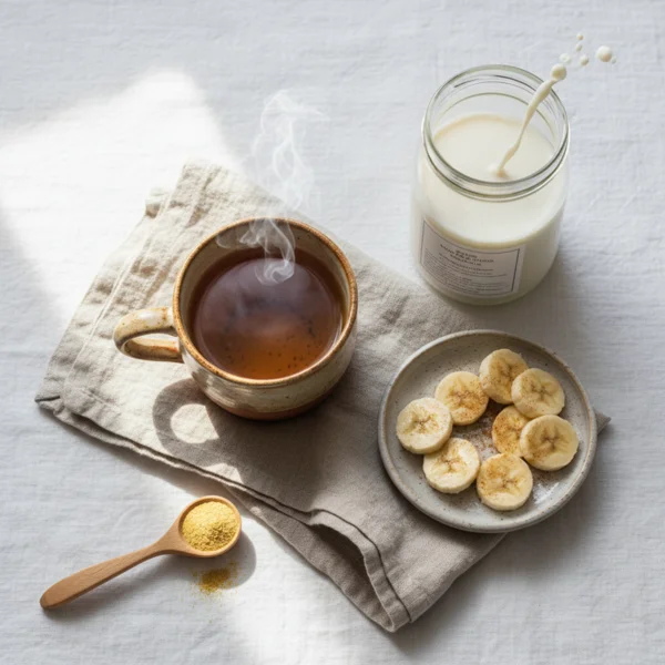 Routine matinale syndrome côlon irritable - tisane, psyllium, petit-déjeuner apaisant