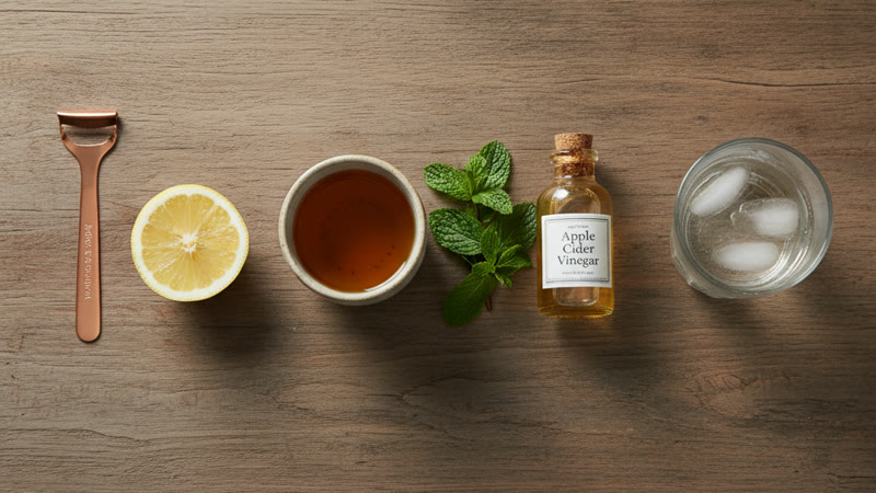 Le protocole 7 jours de Mamie : gratte-langue, eau citronnée, tisane, menthe, vinaigre de cidre et hydratation